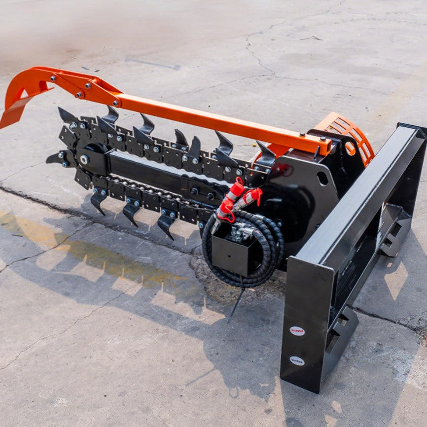 Hydraulic Trencher Skid Steer Attachment 37'' Ditch Witch for Bobcat Loader with Univeral Mounting Coupler