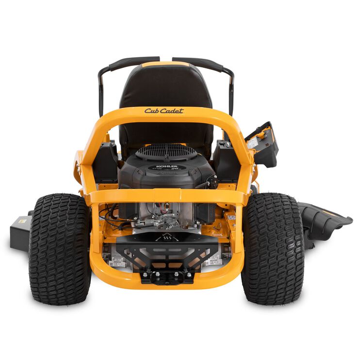 Yellow Cub Cadet lawn mower on a white background