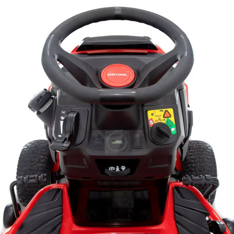 Black and red seat with 'Craftsman' branding on a white background

