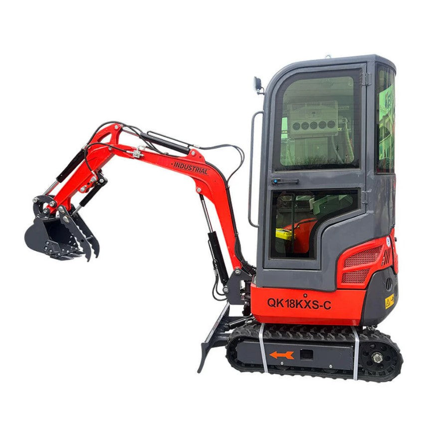 1-Ton, Kubota Engine Mini & Small Excavator w/Air Conditioning, Side Swing & Enclosed Cab | AGT-KH18K-CC