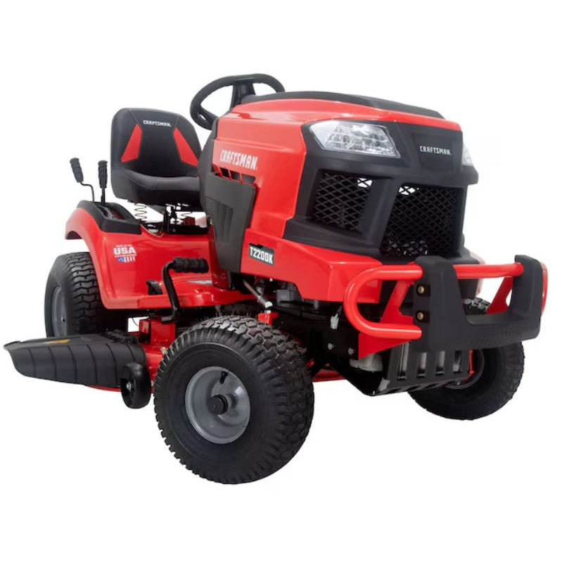 Red riding lawn mower on a white background

