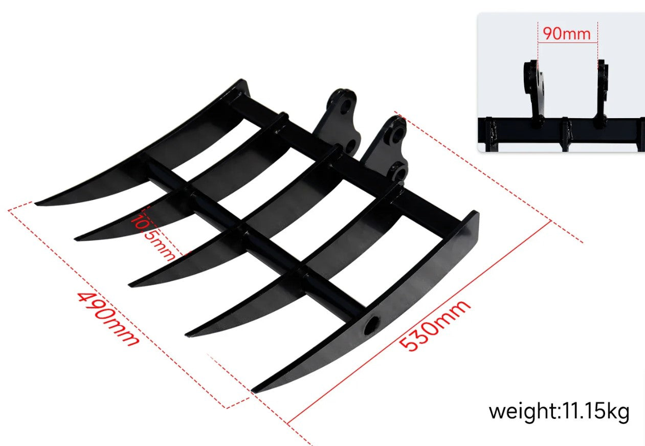 8 pcs Mini Excavator Attachments Narrow Bucket Ripper Rake Auger Quick Hitch Screening Bucket For Mini Excavator