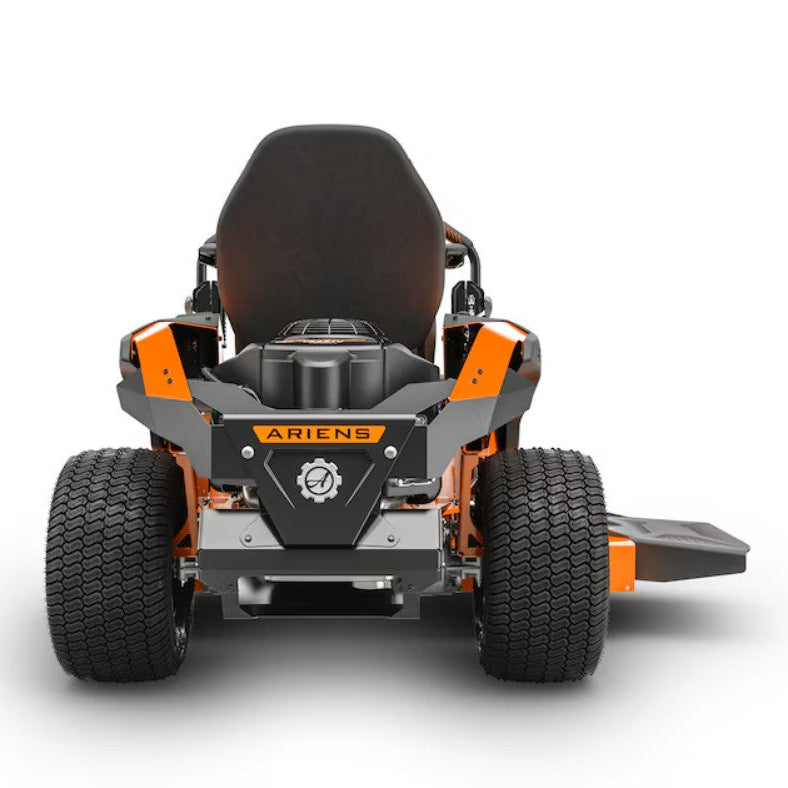 Back view of a lawn mower with Ariens branding on a white background