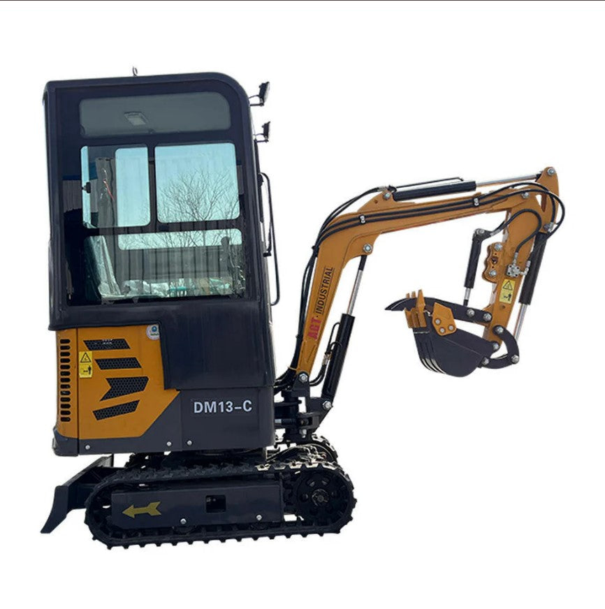 1 Ton, B&S Engine Mini Small Cab Excavator w/ Hydraulic Thumb & Swing Boom | AGT-DM13-C