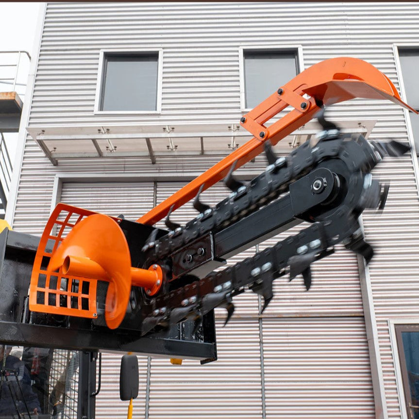 Hydraulic Trencher Skid Steer Attachment 37'' Ditch Witch for Bobcat Loader with Univeral Mounting Coupler