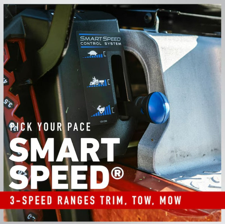 Smart Speed control system with digital display and blue knob on a vehicle, featuring text 'Pick Your Pace Smart Speed'.