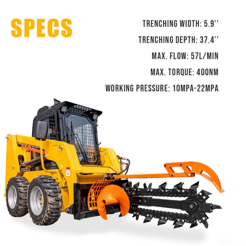 Hydraulic Trencher Skid Steer Attachment 37'' Ditch Witch for Bobcat Loader with Univeral Mounting Coupler