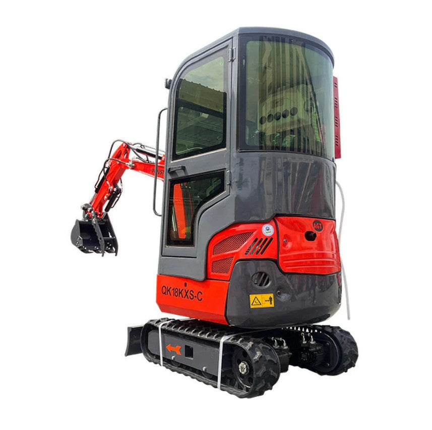 1-Ton, Kubota Engine Mini & Small Excavator w/Air Conditioning, Side Swing & Enclosed Cab | AGT-KH18K-CC