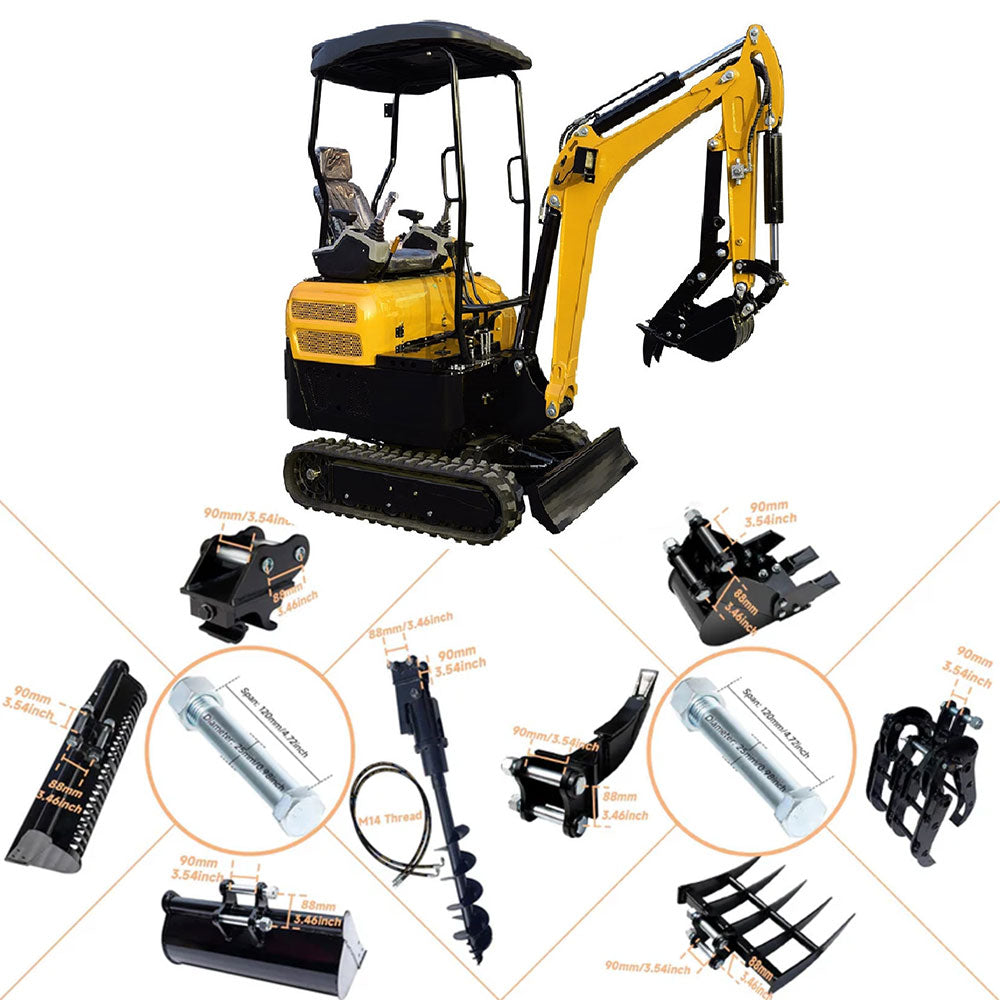 MS20 2-Ton Mini Excavator – Kubota Diesel Engine with Thumb Clip