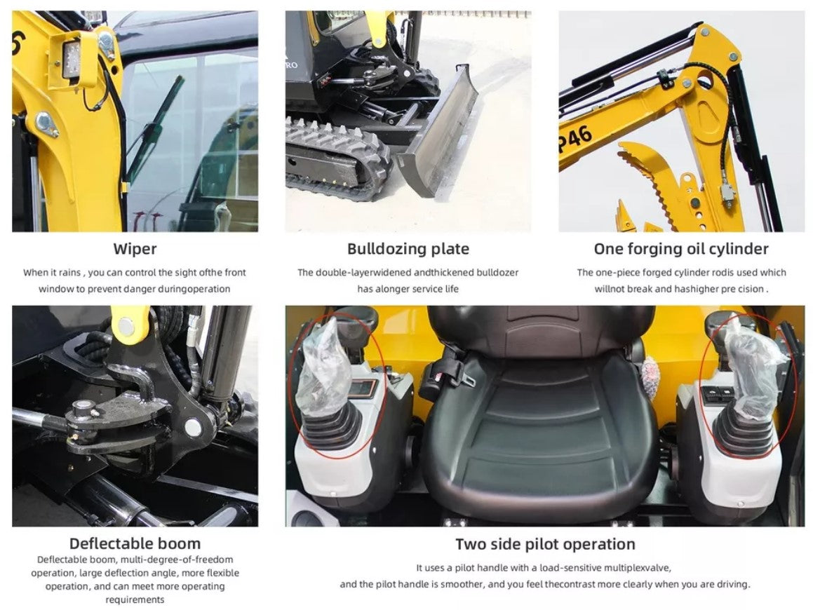 MACHPRO MP46 Mini Excavator – 2 Ton Farm Digger with EPA Engine