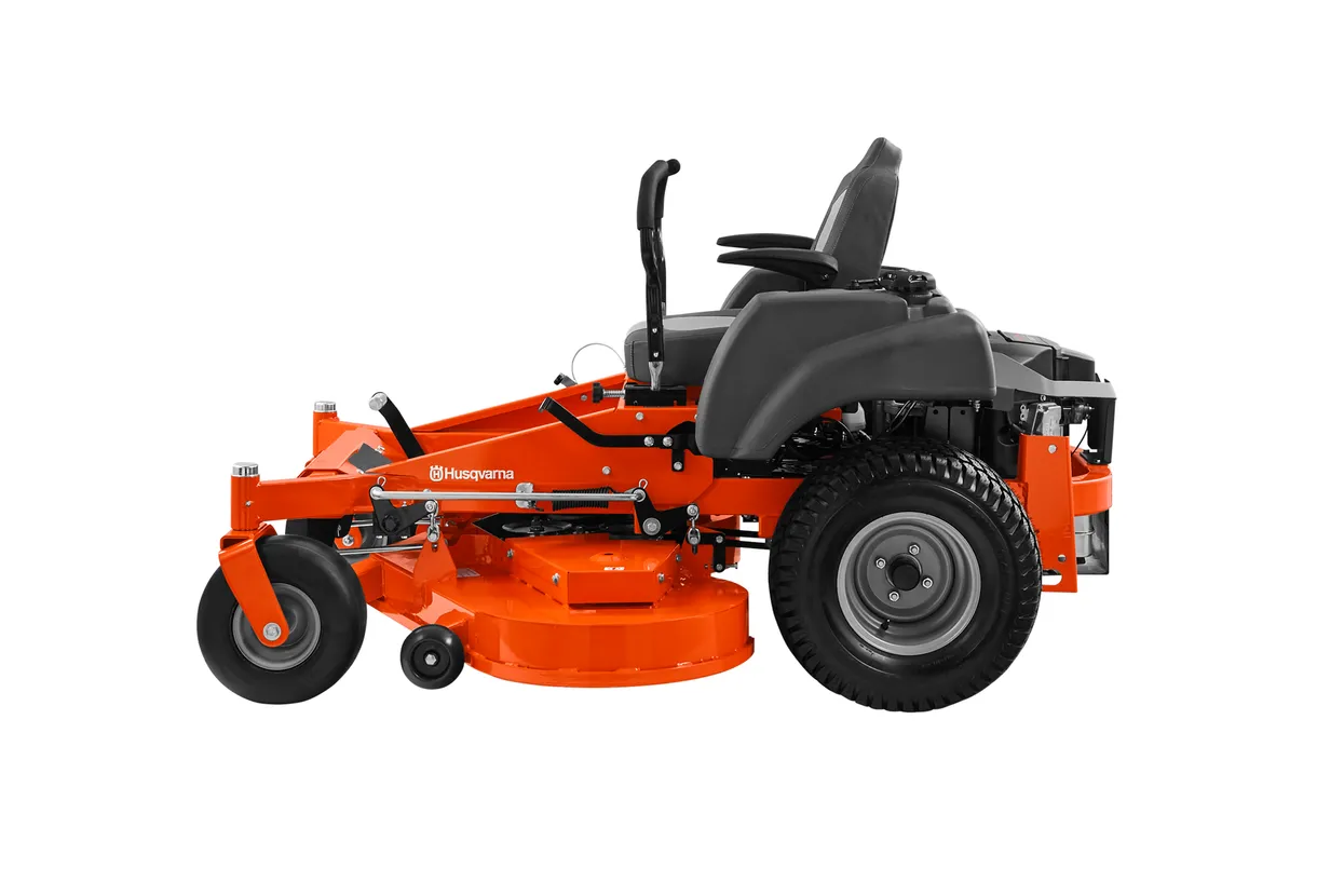 Orange Kubota lawn mower on a white background

