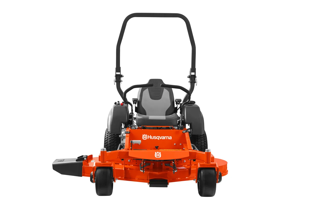 Orange Husqvarna lawn mower on a white background


